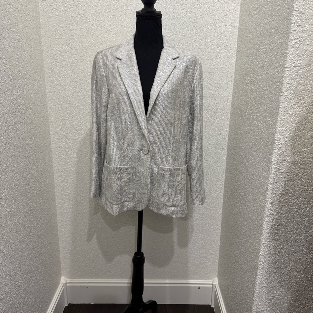 DREW Metallic Silver Blazer